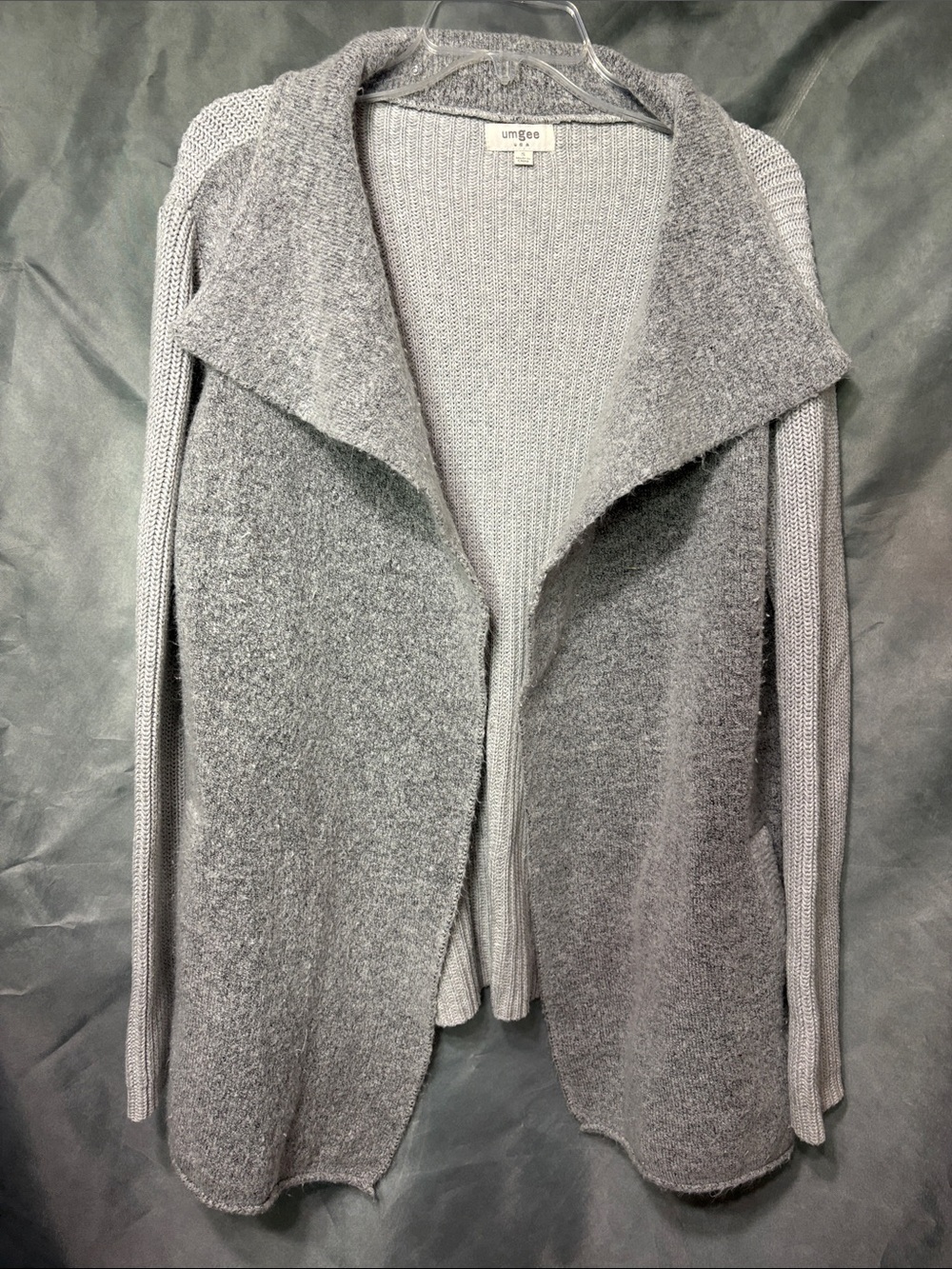 Umgee Gray Open-Front Draped Cardigan with Shawl Collar